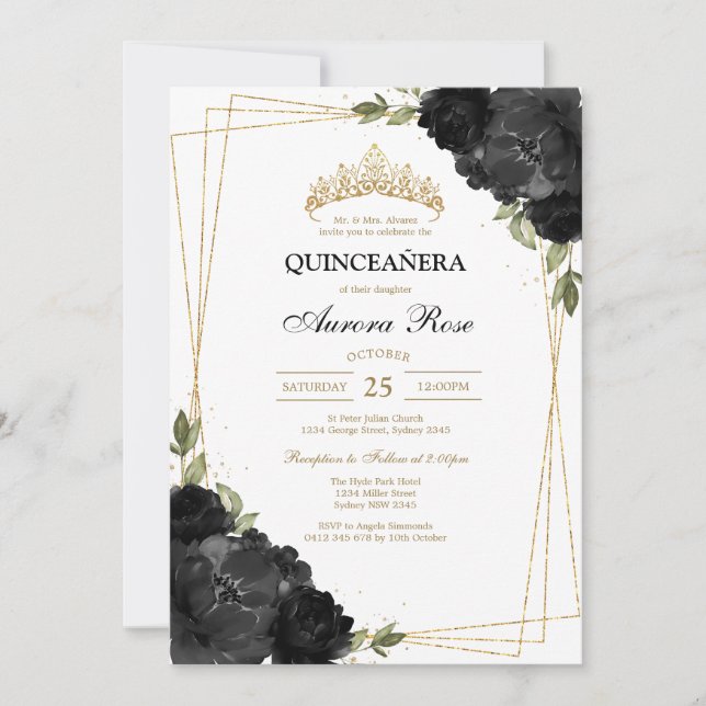 Invitation moderne rustique pour Quinceanera (Devant)