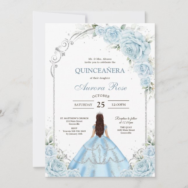 Invitation moderne rustique pour Quinceanera (Devant)