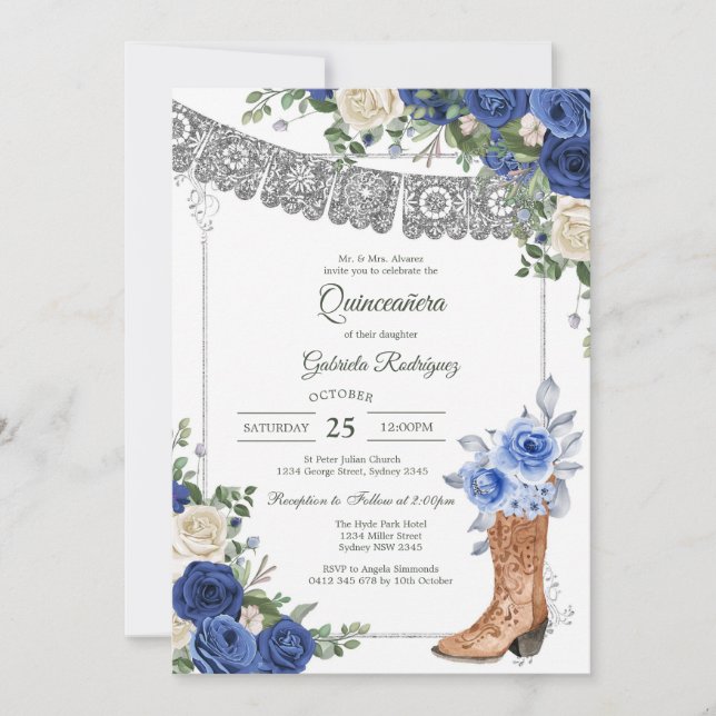 Invitation moderne rustique pour Quinceanera (Devant)
