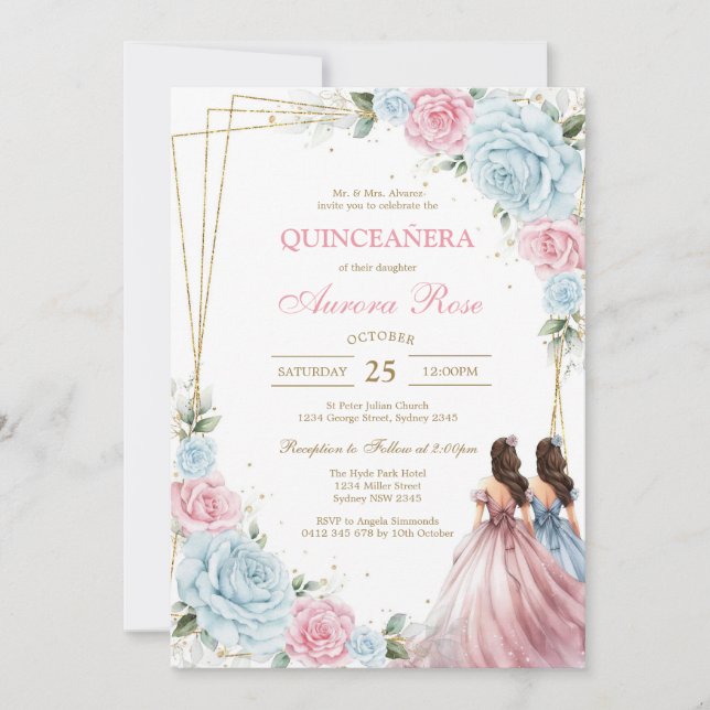 Invitation moderne rustique pour Quinceanera (Devant)