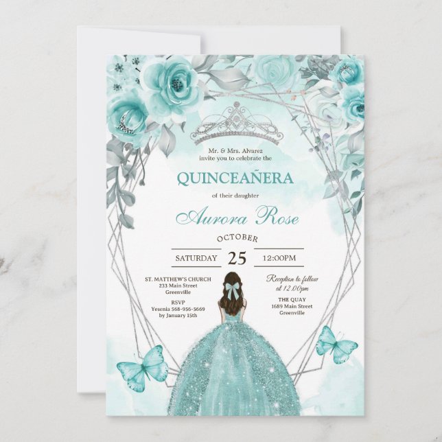 Invitation moderne rustique pour Quinceanera (Devant)