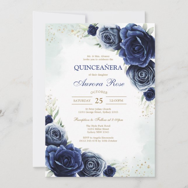 Invitation moderne rustique pour Quinceanera (Devant)