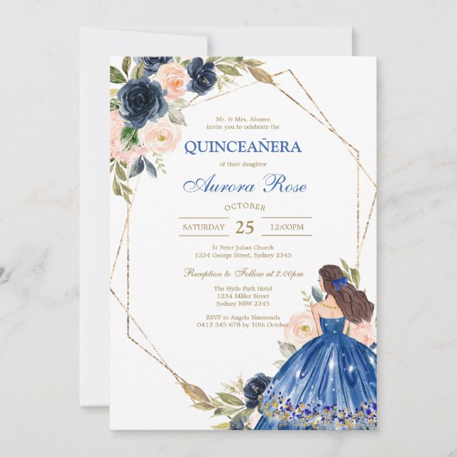 Invitation moderne rustique pour Quinceanera (Devant)