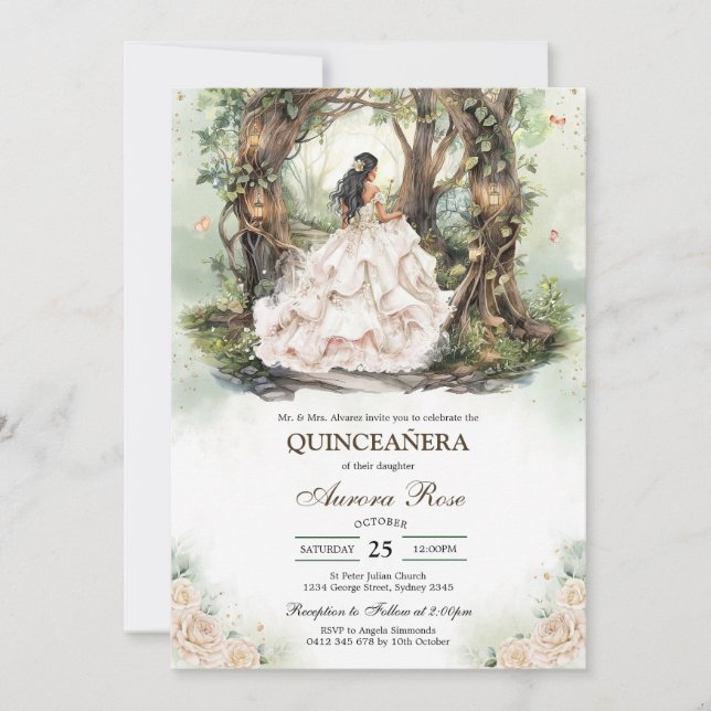Invitation moderne rustique pour Quinceanera (Devant)