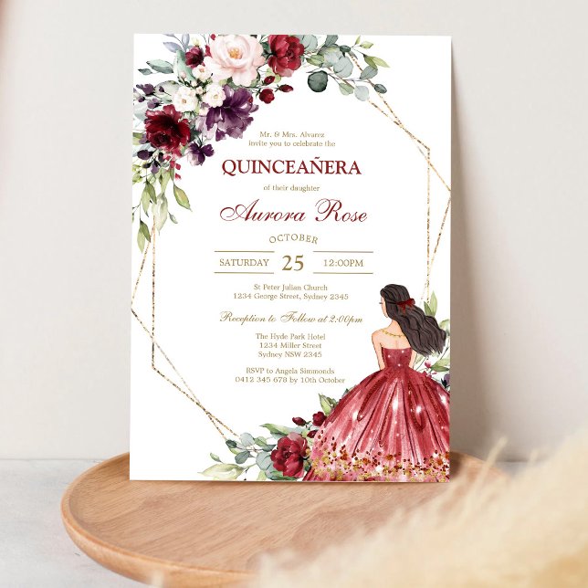 Invitation moderne rustique pour Quinceanera (Créateur téléchargé)
