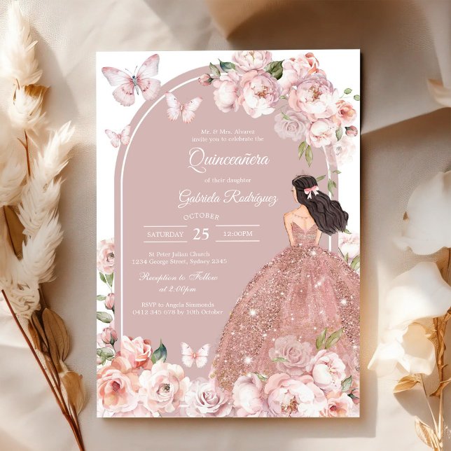 Invitation moderne rustique pour Quinceanera (Créateur téléchargé)