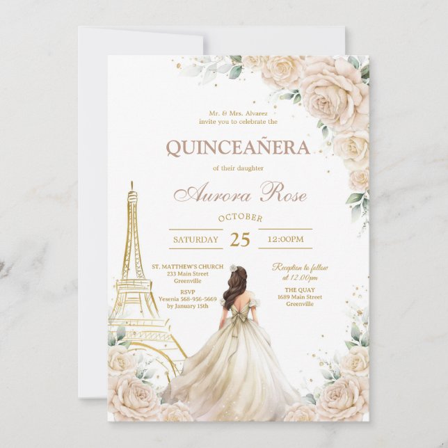 Invitation moderne rustique pour Quinceanera (Devant)