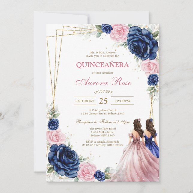 Invitation moderne rustique pour Quinceanera (Devant)