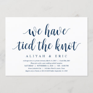 Invitation Moderne Rustique Propre, Mariage en Elopement Bleu