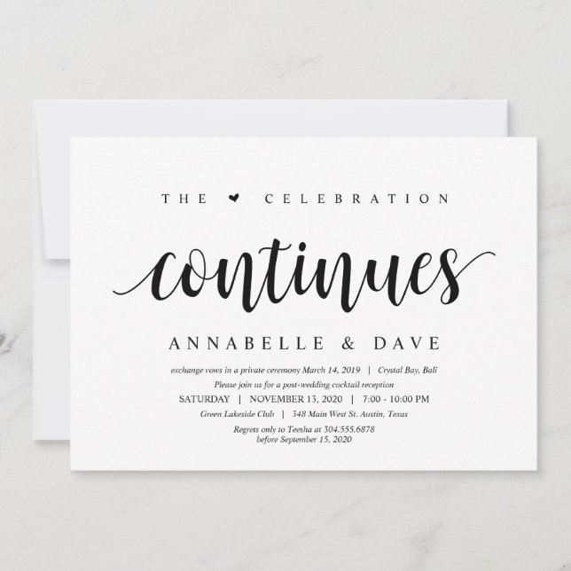 Invitation Moderne Rustique Propre, Police noire, Mariage en  (Devant)