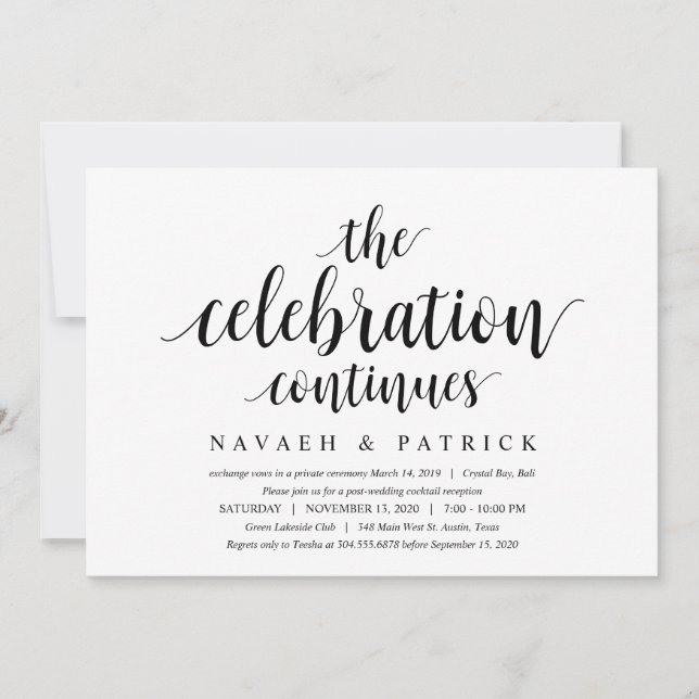 Invitation Moderne Rustique Propre, Police noire, Mariage en  (Devant)