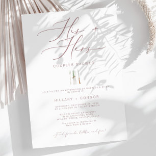 Invitation Moderne Sa & Ses Rose Calligraphie Couples Douche