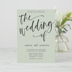 Invitation Moderne Sage Green Calligraphie Mariage de