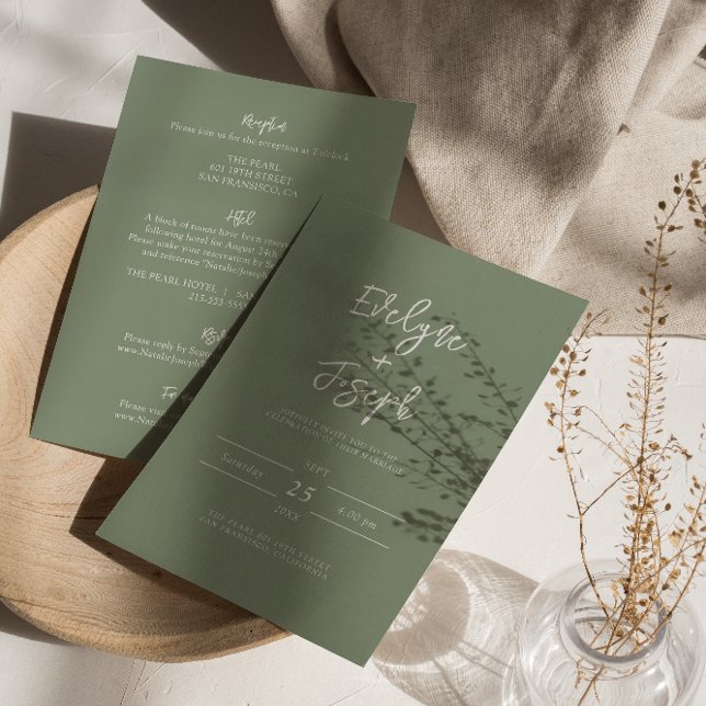 Invitation Moderne Sage Vert Boho Chic Tout en un Mariage (Créateur téléchargé)