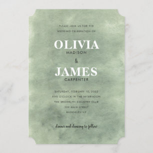 Invitation Moderne Sage Vert Gris Romantique Aquarelle Mariag