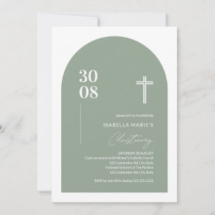 Invitation Moderne Sage Vert minimaliste Arc Christening Invi