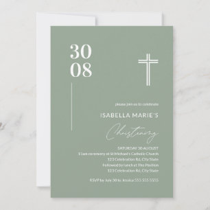 Invitation Moderne Sage Vert minimaliste Christing