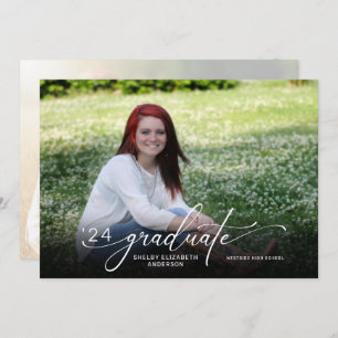 Invitation Moderne Script 2 Photo Graduation horizontale