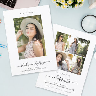 Invitation Moderne Simple 5 Photo Calligraphie Facile Graduat