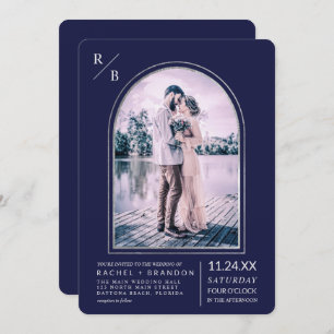 Invitation Moderne simple Arc bleu marine Mariage