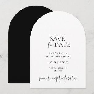 Invitation Moderne, simple, blanc et noir, enregistrer la dat