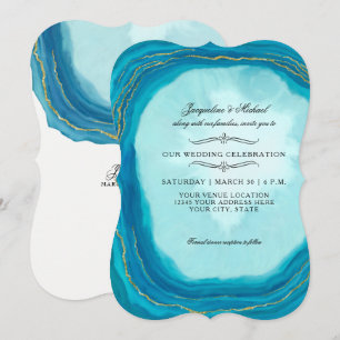 Invitation Moderne Simple Blue Agate Géode Typographie Gem Ro