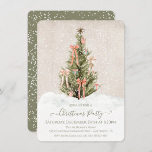 Invitation Moderne Simple Boho Bow Christmas Tree Party