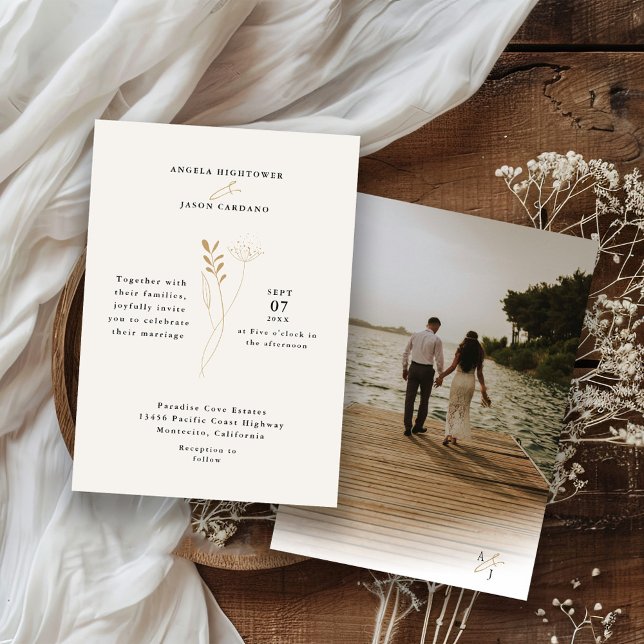 Invitation Moderne simple Boho Floral Photo Mariage (Créateur téléchargé)