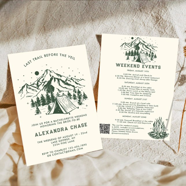 Invitation Moderne Simple Cam Bachelorette Itinéraire Week-en (Créateur téléchargé)