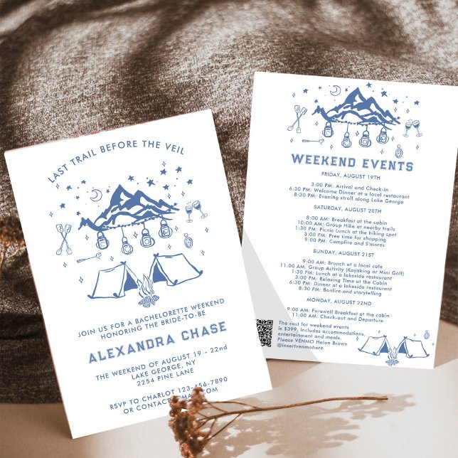 Invitation Moderne Simple Cam Bachelorette Itinéraire Week-en (Créateur téléchargé)