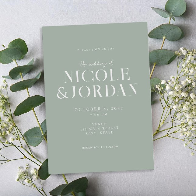 Invitation Moderne Simple Chic Sage Mariage Vert (Créateur téléchargé)