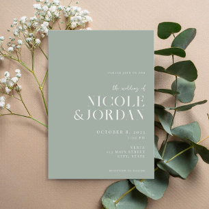 Invitation Moderne Simple Chic Sage Mariage Vert