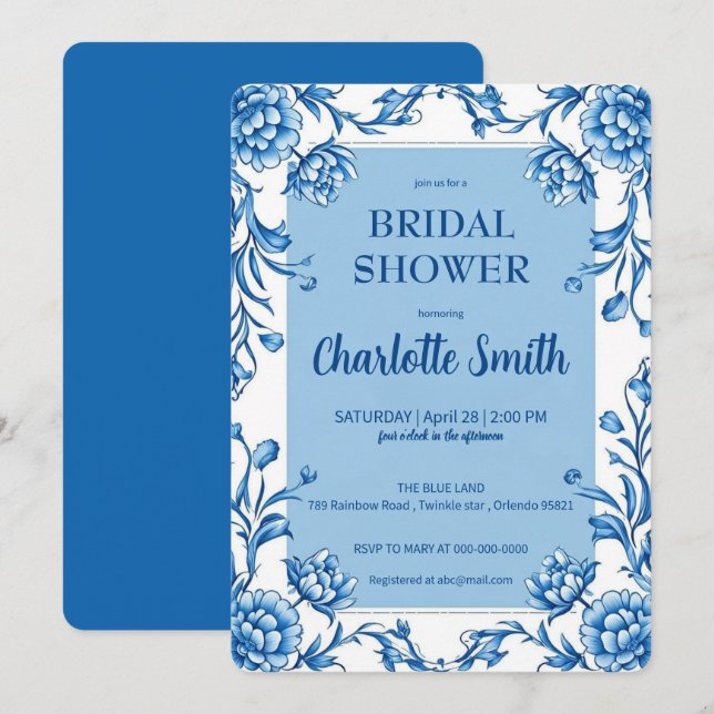Invitation Moderne Simple Chinoiserie antique douche nuptiale (Devant / Derrière)