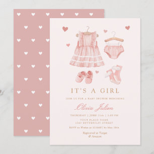 Invitation Moderne Simple Cute Boho Vêtements Baby shower fil