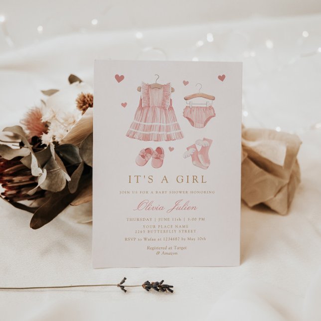 Invitation Moderne Simple Cute Boho Vêtements Fille Baby show (Créateur téléchargé)