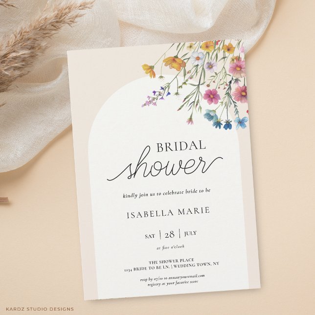 Invitation moderne simple de douche de mariée flor (The front of the invitation is shown at 5x7-inch size. Choose size, paper, + corner style.)