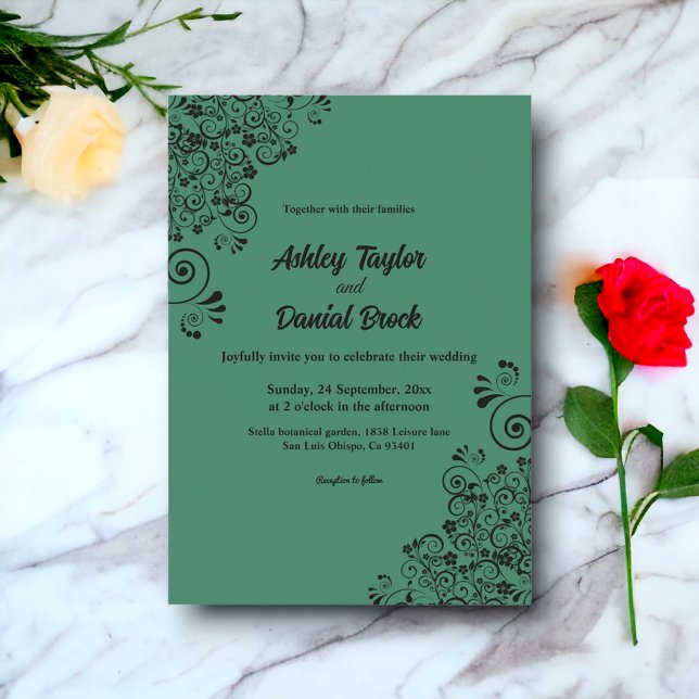 Invitation Moderne Simple Décoratif Boho Vert Floral Mariage (Créateur téléchargé)