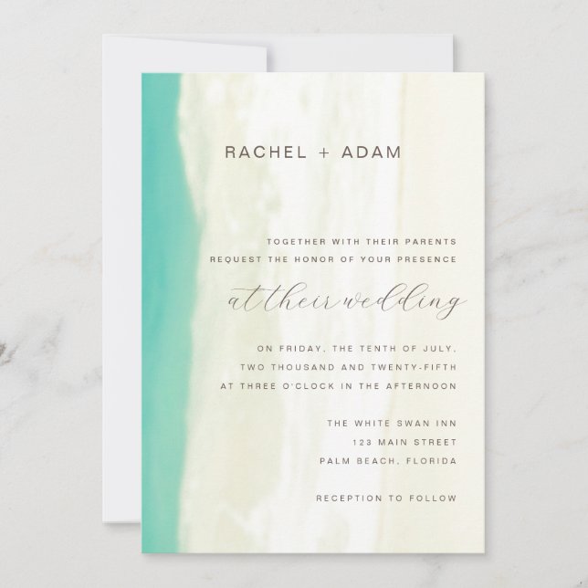 Invitation Moderne Simple Destination Plage Mariage Invitatio (Devant)