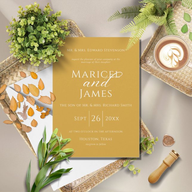 Invitation Moderne simple élégant Mariage jaune (Créateur téléchargé)
