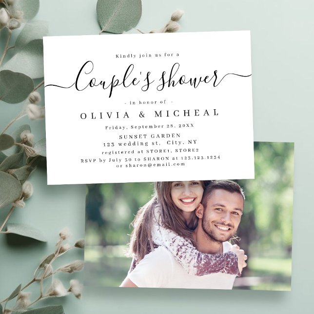 Invitation Moderne simple élégant script couples douche (Modern simple elegant script couples shower invitation)