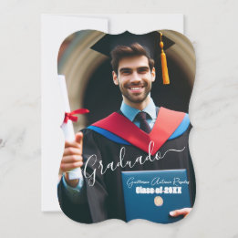Invitation Moderne Simple Espagnol Script photo Grad