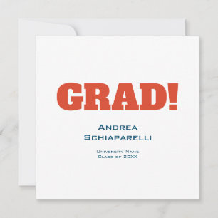 Invitation Moderne Simple Graduation Party Carré rouge et ble