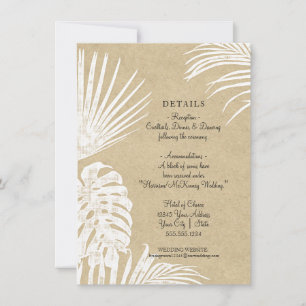 Invitation Moderne Simple Kraft Tropical Leaf Plage Mariage E