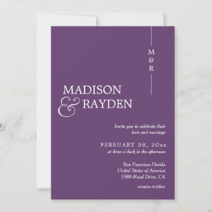 Invitation Moderne simple Lavender Monogramme Mariage photo