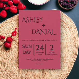 Invitation Moderne Simple Magenta Calligraphie Mariage élégan