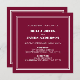 Invitation Moderne Simple Magenta Mariage blanc