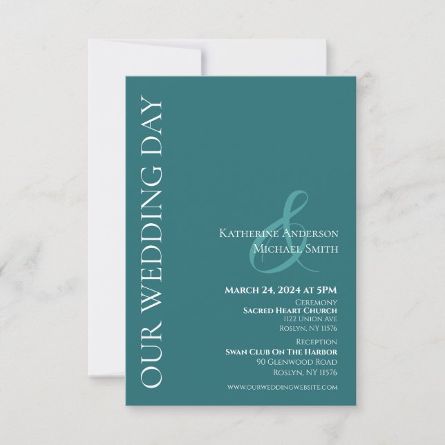 Invitation Moderne simple Mariage-Emerald Vert- (Devant)