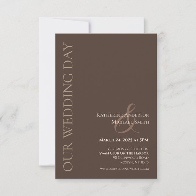 Invitation Moderne Simple Mariage-Pays Brown (Devant)