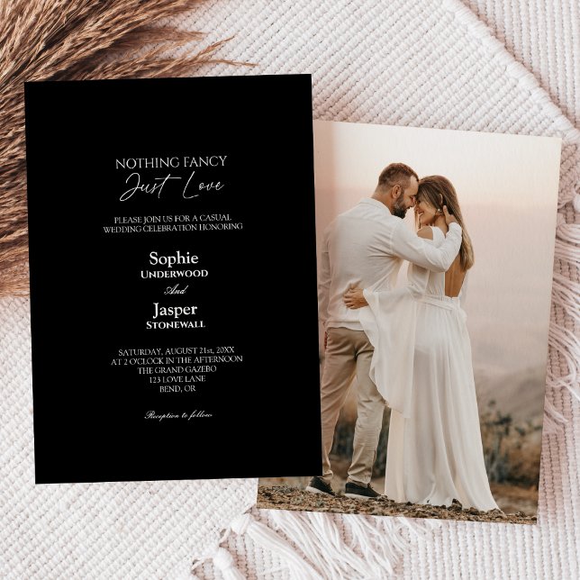 Invitation Moderne Simple Mariage Photo Noir Sans Chose Super (Créateur téléchargé)