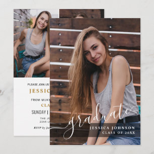 Invitation Moderne Simple Minimaliste 3 PHOTO Graduation Part